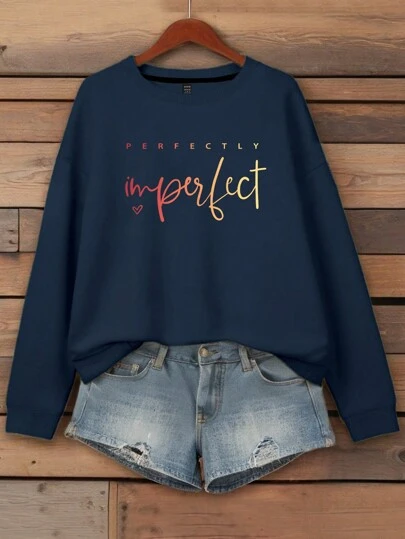 Chiquease Women's Slogan Letter Print Crew Neck Long Sleeve Sweatshirt Sportswear,Long Sleeve Tops Graduation,Back To School Outfits,Graduation,Teacher Outfits For Women,Back To School Pullover Fall Outfit, Christmas