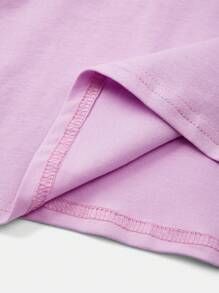 SHEIN Toddler Girls Cotton Drop Shoulder Top & Cycling Shorts Set - Lilac Purple - View 12