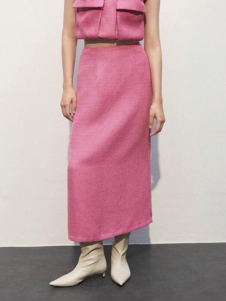 SHEIN Maija Women's Solid Color Backless Slit Elegant Skirt