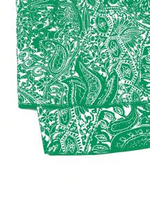 SHEIN LUNE Plus Size All-Over Print Casual Shorts - Green - View 3