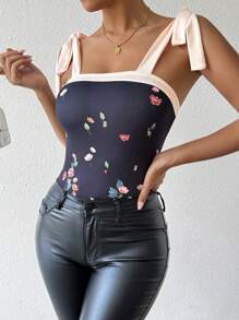 Zolique Body de mujer con suspensores, lazo, parte superior tubo, encaje y posicionamiento de flor