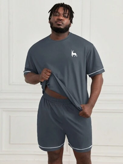 Manfinity Homme 2pcs/Set Knit Print Plus Size