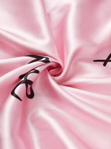 Robe camisole à volants avec imprimé floral satinée bicolore sexy et douce pour femme - Rose bonbon - Voir 4