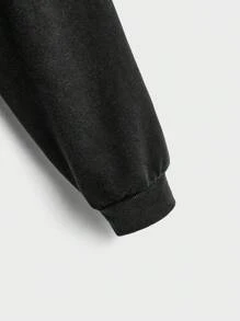 Manfinity Roghcode Áo nỉ trùm đầu họa tiết nhện đen cổ điển tay dài màu đen, phong cách đường phố cổ điển, phong cách Gothic tối giản màu đen và trắng cho nam. - màu đen - Xem 6