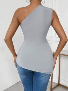 Chiquease Women's Summer Solid Color Sleeveless Pleated Fitted Blouse - Grey - View 2