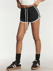 Forever 21 夏季、秋季和冬季女式黑白直筒裤/阔腿裤/宽松裤/中腰裤/教师运动裤/健身裤/运动服/低腰运动裤/短裤 - 黑色 - 查看 8