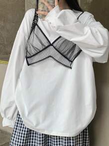 DAZY Camiseta de manga larga 2 en 1 para mujer, ropa de mujer para otoño
