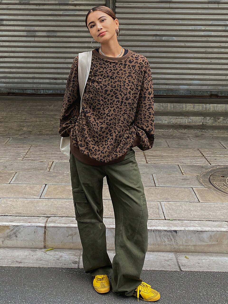Women's Leopard Print Oversized Crew Neck Sweatshirt,Long Sleeve Tops Y2k,Fall Clothes