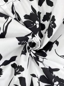 SHEIN Clasi Women's Reversible Windbreaker Jacket, Black & White Floral Print On One Side, Solid Color On The Other Side, Autumn/Winter  Fall Outfits Essentials Hoodie