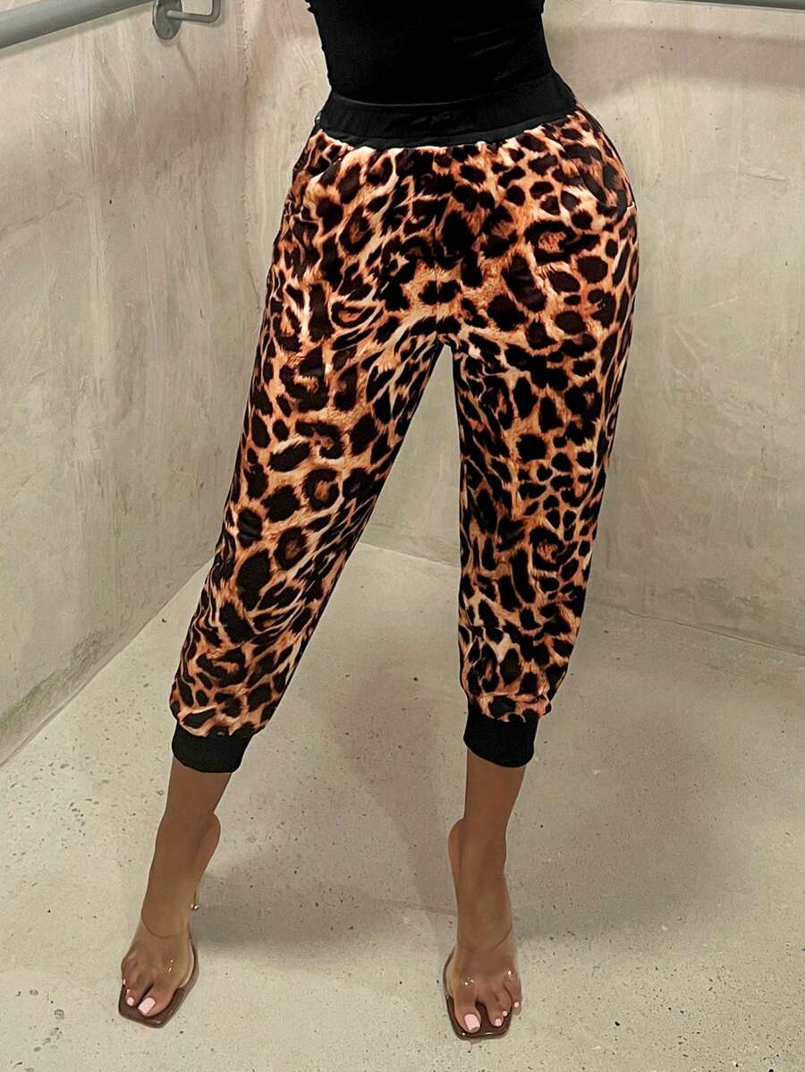 Zolique 女士休闲运动豹纹运动裤 - 彩色 - 查看 1
