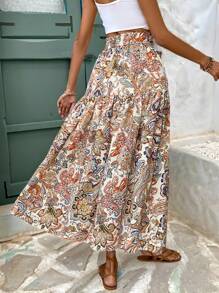 SHEIN Frenchy Bohemian Style Printed Beach Skirt,Old Money,Simple,Bow Tie