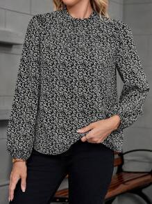 EMERY ROSE 女士春秋休闲碎花灯笼袖衬衫 - 彩色 - 查看 6