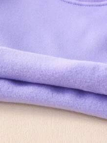 2 件装女婴南瓜和小猫印花羊毛运动衫和裤子套装，2024 年秋冬万圣节 - 紫色 - 查看 3