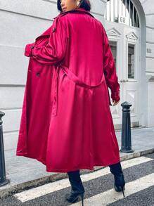 SHEIN Unity Áo khoác dài tay cổ bẻ cài nút phía trước cỡ lớn, thường ngày - Màu tím - Xem 2