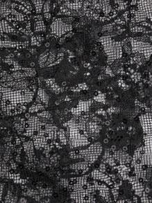 Hauture 女式低胸蕾丝喇叭袖上衣 - 黑色 - 查看 4