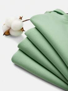 SHEIN Toddler Girls' Basic Oversized Round Neck Long Sleeve Sweatshirt - Mint Green - View 8