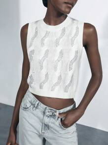 Maija Women's Solid Color Minimalist Sleeveless Sweater - Grey - View 4