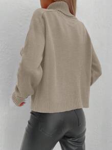 RueChic Chất rắn Áo cao cổ Áo len - Lạc đà - Xem 2