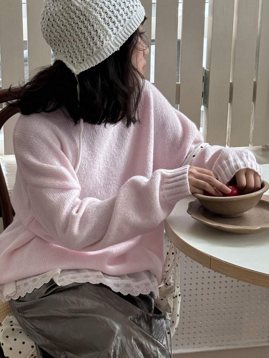 Dazy Kids Tween Girls' Loose Fit Drop Shoulder Sweater, Autumn/Winter