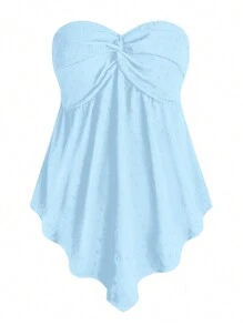 SHEIN Clasi Plus Size Nữ Twist Knot xếp li băng đô, kỳ nghỉ thông thường - Màu xanh nhạt - Xem 1