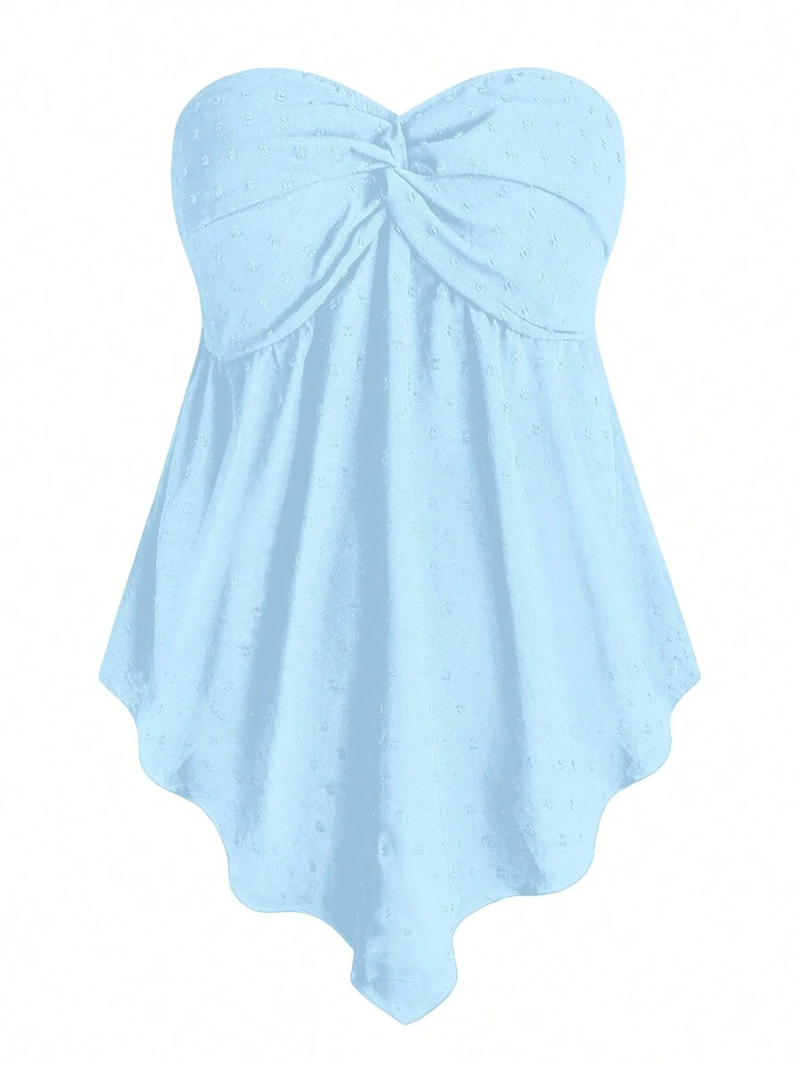 SHEIN Clasi Plus Size Nữ Twist Knot xếp li băng đô, kỳ nghỉ thông thường - Màu xanh nhạt - Xem 1