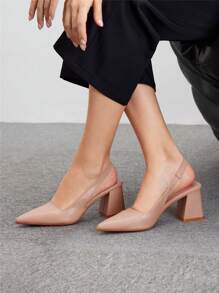 CUCCOO BIZCHIC Apricot Pointed Toe Block Heel Pumps, Fashion High Heels For Work, Date, Party, Wedding, Vacation Spring Shoes Spring Break Easter For Christmas