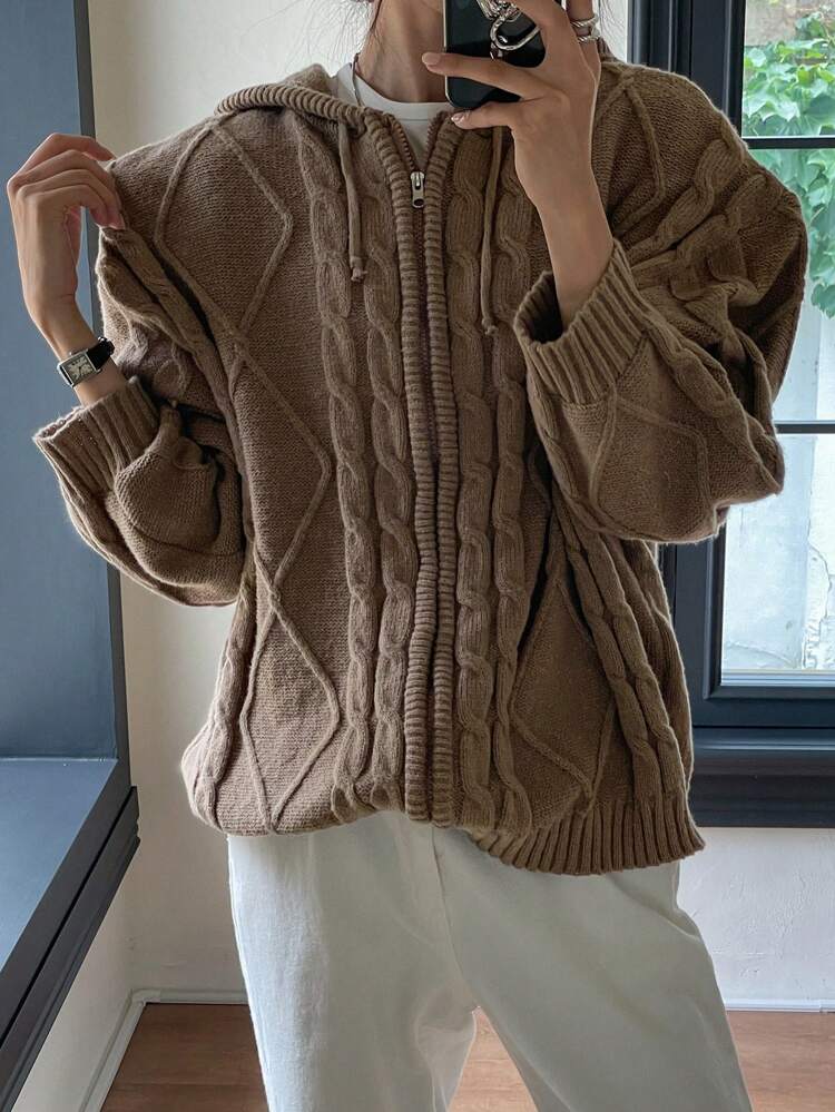 Women Casual Solid Color Hooded Cardigan, Spring/Autumn,Fall Women Clothes