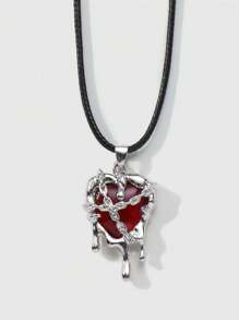 ROMWE Grunge Punk 1 Miếng Thời trang Hợp kim kẽm Mặt dây chuyền trái tim Dây chuyền Đối với phụ nữ Đối với Quà tặng hẹn hò - Màu Bạc Cổ - Xem 1