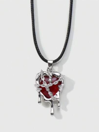 Grunge Punk 1pc Fashion Zinc Alloy Heart Pendant Necklace For Women For Dating Gift