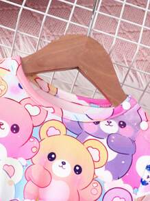 2 pièces/set Robe à imprimé de bande dessinée amusante pour bébé filles et tenue décontractée assortie pour sœur, automne/hiver