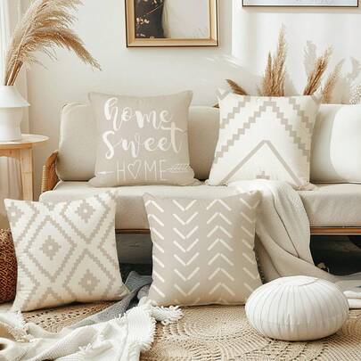 4 fundas de cojines con diseño geométrico, adecuadas para la sala de estar, comedor, dormitorio, sofá, etc. Regalo perfecto para amigos y familiares, sin relleno de almohada. Regalo navideño
