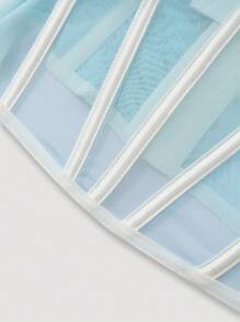 SHEIN Unity Áo khoác Bandeau định hình xương cá nhẹ mùa hè dành cho nữ - Màu xanh nhạt - Xem 4