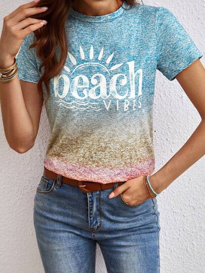 EMERY ROSE Women's Letter Print Short Sleeve T-Shirt