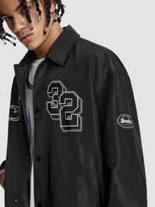 Manfinity VCAY 男士宽松印花长袖夹克和外套，适合秋冬