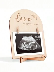 Accesorios fotográficos de recién nacido para niña en madera, disco de anuncio de nacimiento, letrero personalizado con nombre, recuerdo, marco de imagen de ultrasonido del embarazo - Multicolor - Ver 5