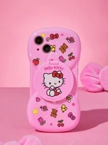 HELLO KITTY AND FRIENDS | SHEIN 猫咪图案蝴蝶结装饰镜面手机壳 粉色 - 粉色 - 查看 4