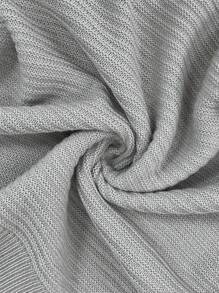 SHEIN LUNE Plus Size Casual Solid Color Hollow Out Batwing Sleeve Sweater, Spring Autumn - Grey - View 5