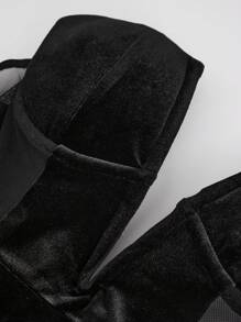 Hauture Velvet Dress With Sheer Sides - Black - View 5