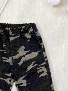婴幼儿男女通用美式街头迷彩印花时尚休闲裤 - 綠色 - 查看 4