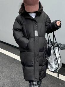 Dazy Kids Áo khoác đệm màu trơn cho bé gái tuổi mới lớn, mùa thu - màu đen - Xem 6