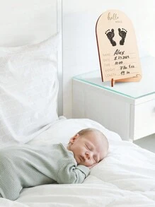 Accesorios fotográficos de recién nacido para niña en madera, disco de anuncio de nacimiento, letrero personalizado con nombre, recuerdo, marco de imagen de ultrasonido del embarazo - Multicolor - Ver 7