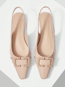 MOTF PREMIUM 2024 年夏季新款女士低跟尖头平底凉鞋秋季 - 藕粉色 - 查看 9