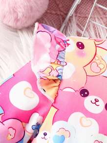 2 pièces/set Robe à imprimé de bande dessinée amusante pour bébé filles et tenue décontractée assortie pour sœur, automne/hiver