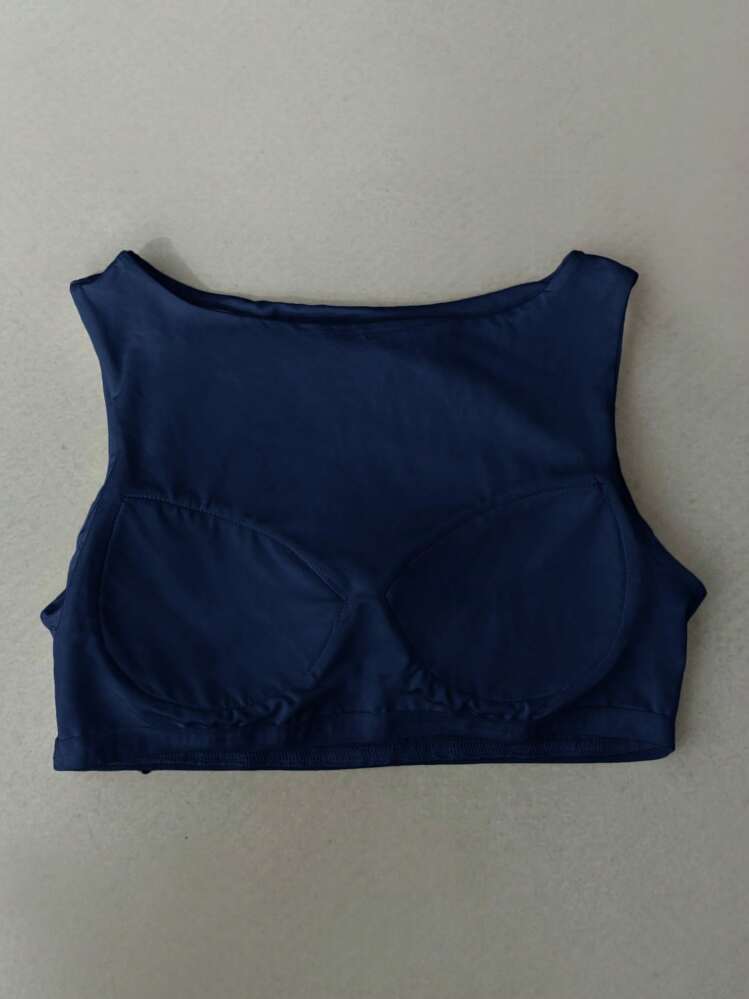 SHEIN EZwear Women Round Neck Undershirt Tank Top, Spring & Summer - Navy Blue - View 6