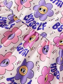 2 pièces/set Robe à imprimé de bande dessinée amusante pour bébé filles et tenue décontractée assortie pour sœur, automne/hiver