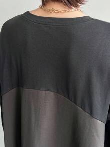 FRIFUL Women's Patchwork Hem Long Sleeve Dress,Fall Clothes - Grey - View 7