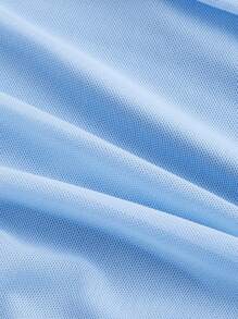 SHEIN MOD Women's Apricot Elastic Mesh Ruched Summer Camisole - Blue - View 4