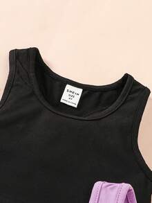 SHEIN 4 件套少女针织纯色圆领短款休闲背心运动服套装 - 彩色 - 查看 4