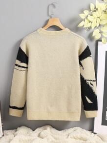 Girls Anime Style Crew Neck Loose Fit Knit Sweater, Autumn
