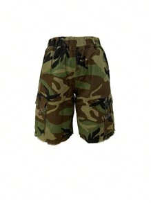 Pantalones cortos cargo informales con estampado de camuflaje y múltiples bolsillos